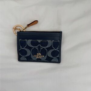 Coach Navy Card Holder with Keyring